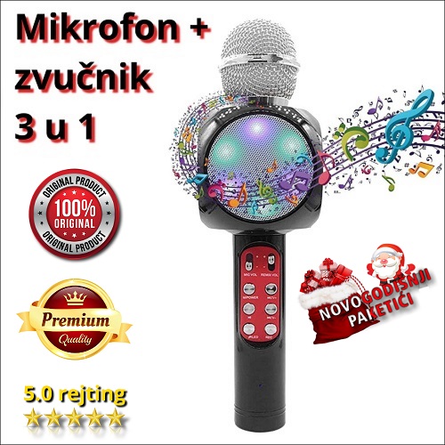 Svetleći mikrofon sa zvučnikom za karaoke - Slika 2