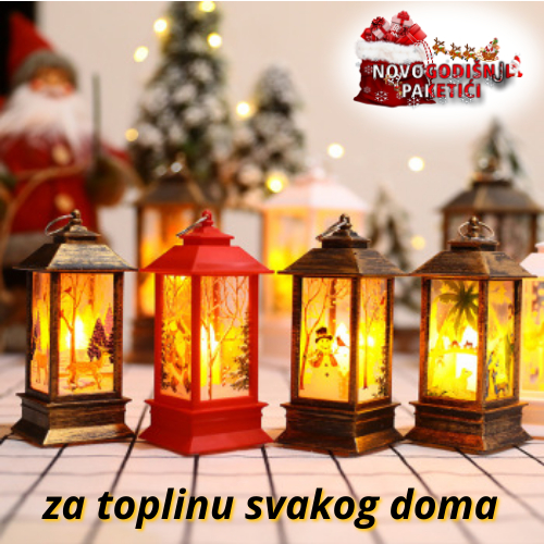 Novogodišnji fenjer sa LED svijetlom na baterije