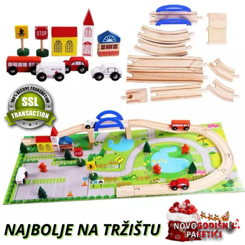 Drvena trkačka staza sa autićima Rail Overpass - Slika 4